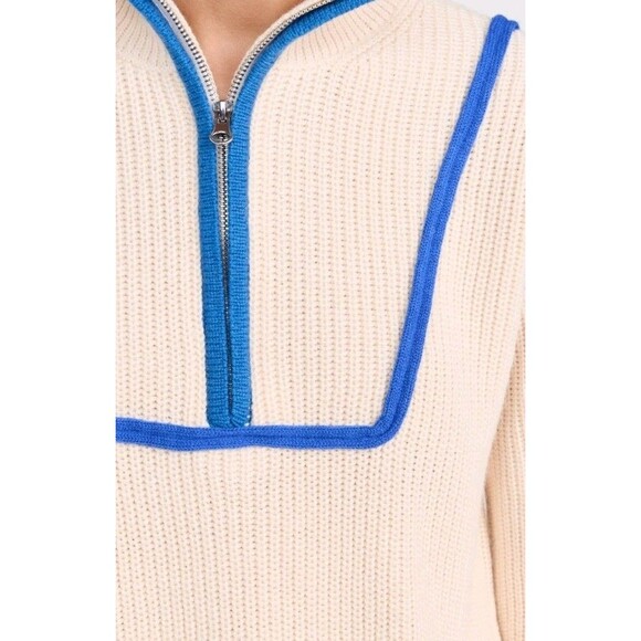 English Factory Sweater Contrast Trim Piping 1/4 Zip Collared Neck Size S... - Picture 3 of 12